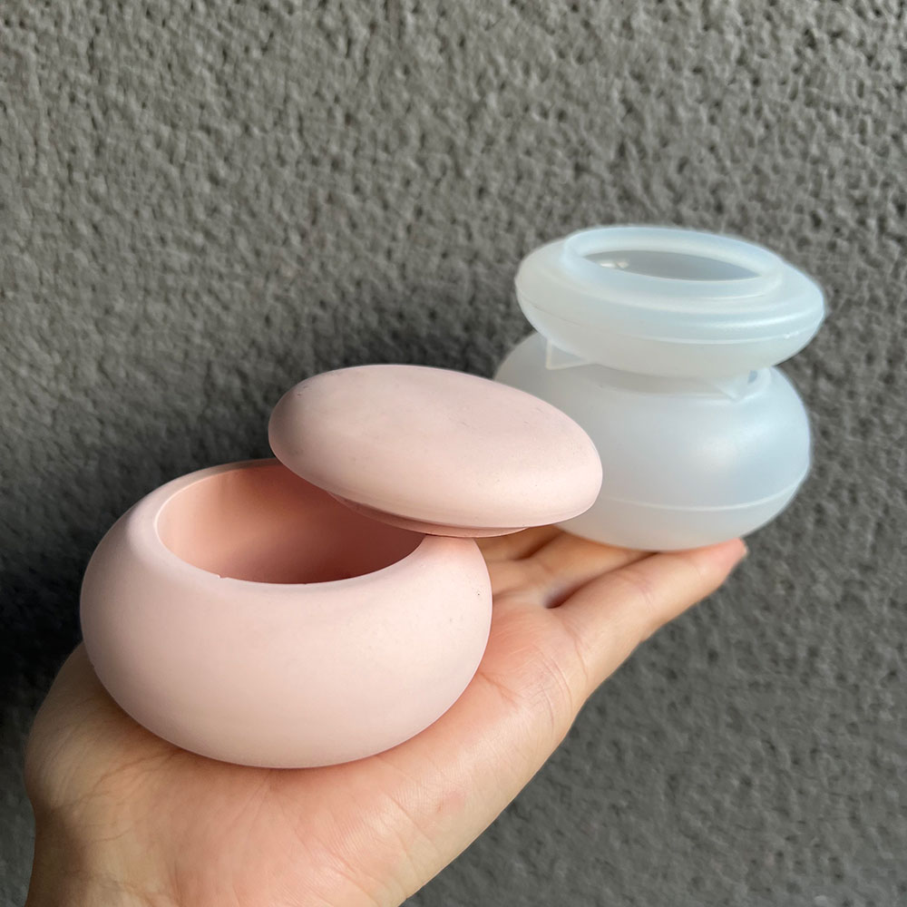 Ceramic Candle Vessel - Round Storage Box Silicone Mold DIY
