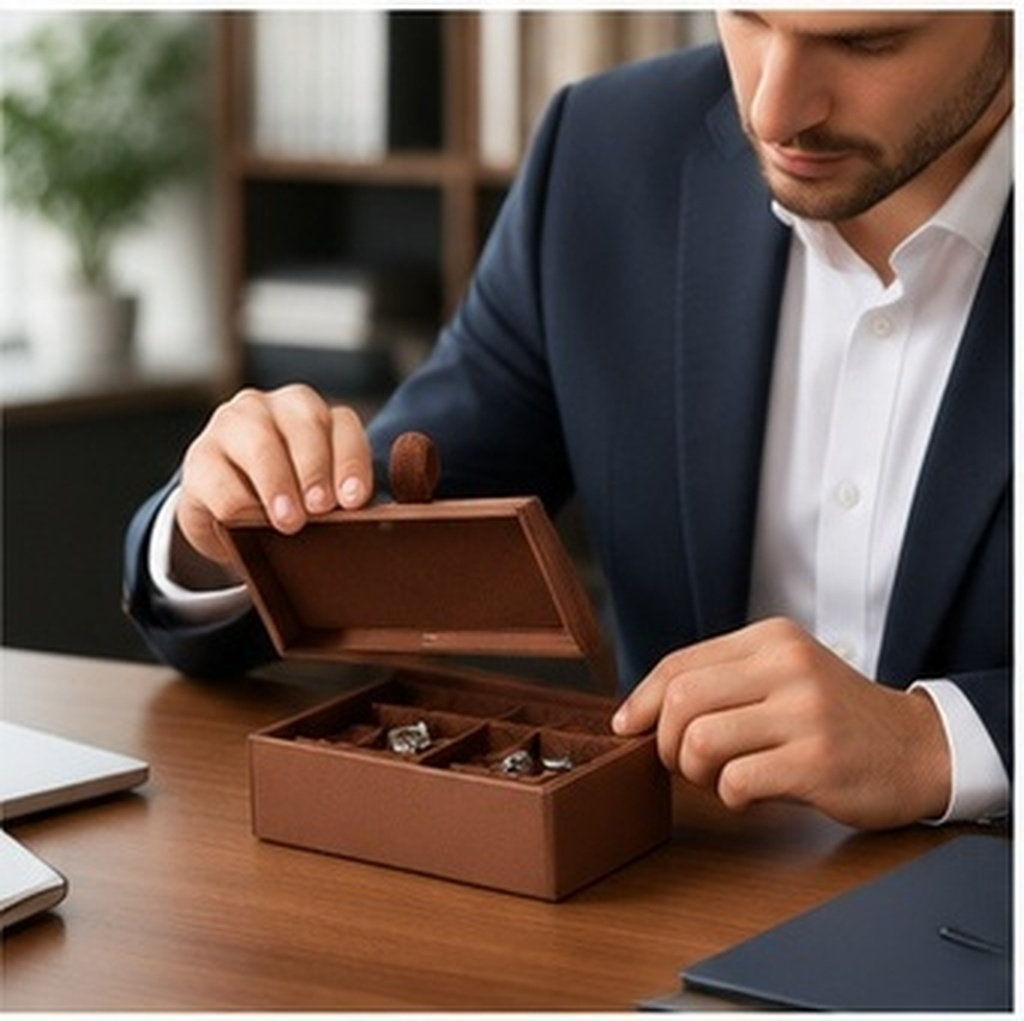 Interior Design Presentation - Cufflinks Storage Box Men's PU Jewelry