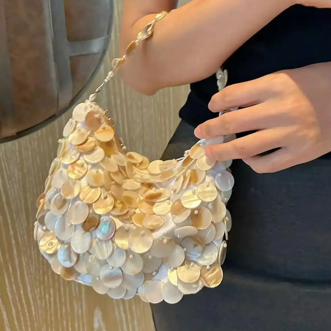 Interior Design Mockup - Luxury Sequin Internal Chain Shell Handmade