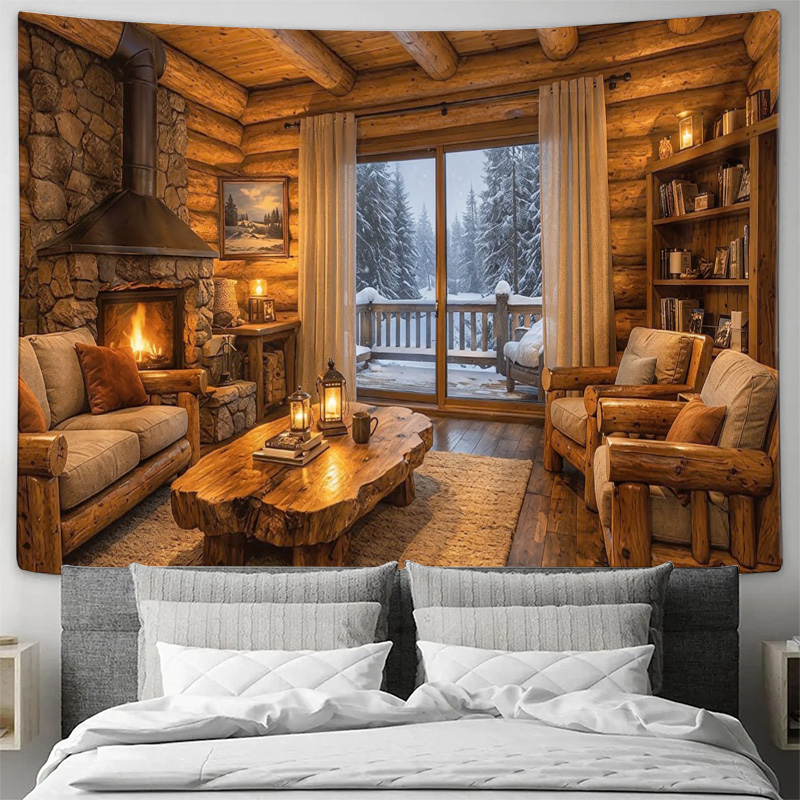 Cozy Wooden Cabin Fireplace In - Interior Design Modern review and price