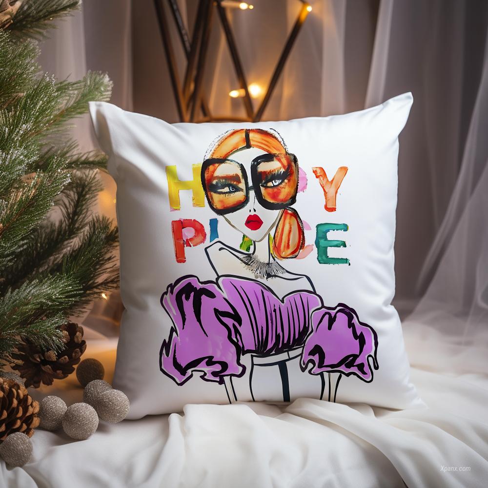 Chic Lady Illustration Cushion - Interior Design Illustration review and price