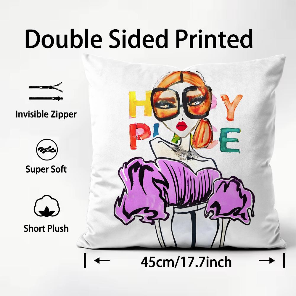 Chic Lady Illustration Cushion - Interior Design Illustration review and price