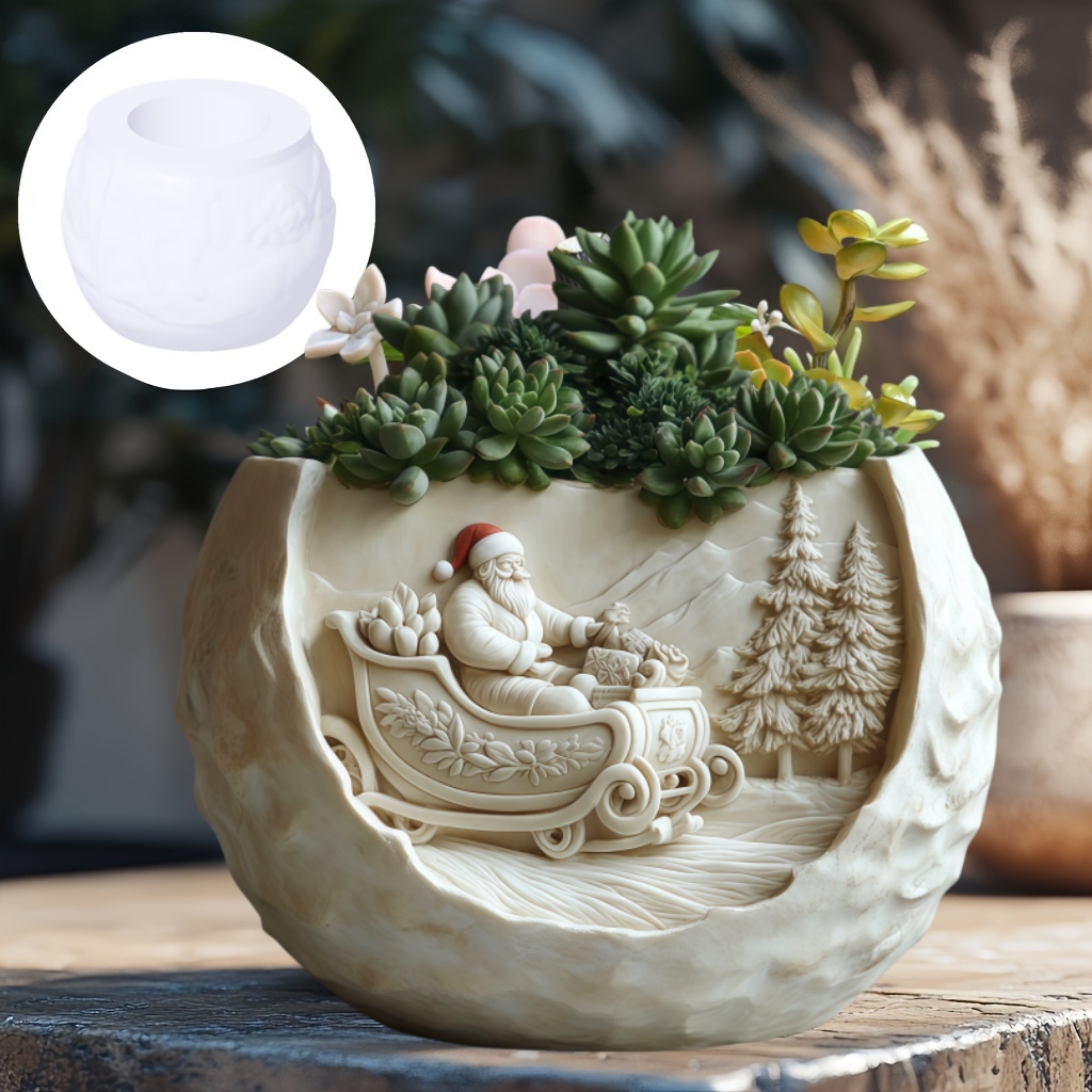 Cedar Sled Santa Claus Relief  - Ceramic Candle Vessel review and price