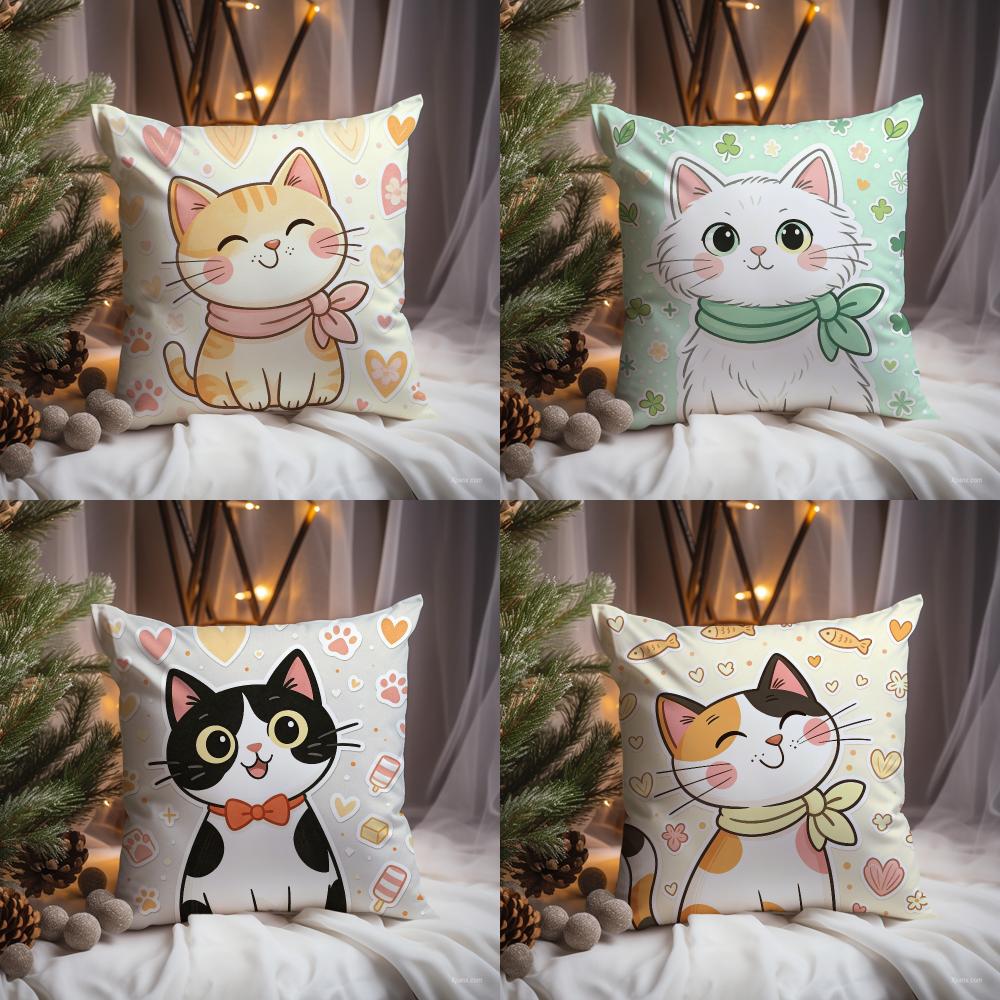 Cute Cat Illustration Cushion  - Interior Design Illustration review and price