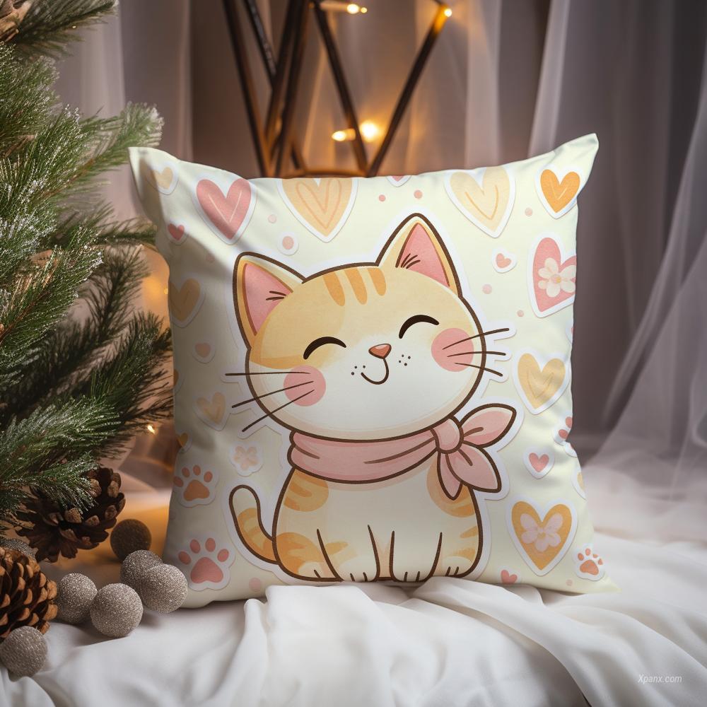 Cute Cat Illustration Cushion  - Interior Design Illustration review and price