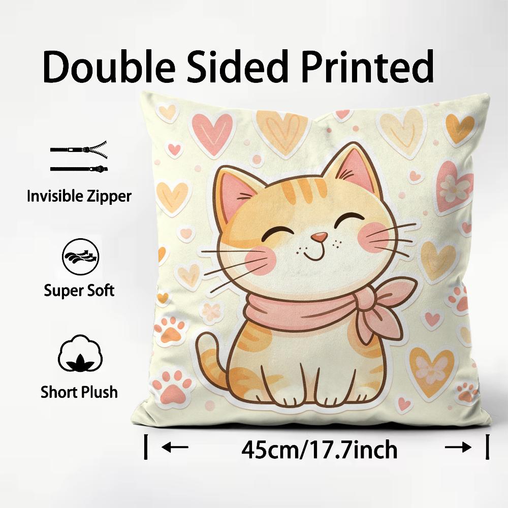 Cute Cat Illustration Cushion  - Interior Design Illustration review and price